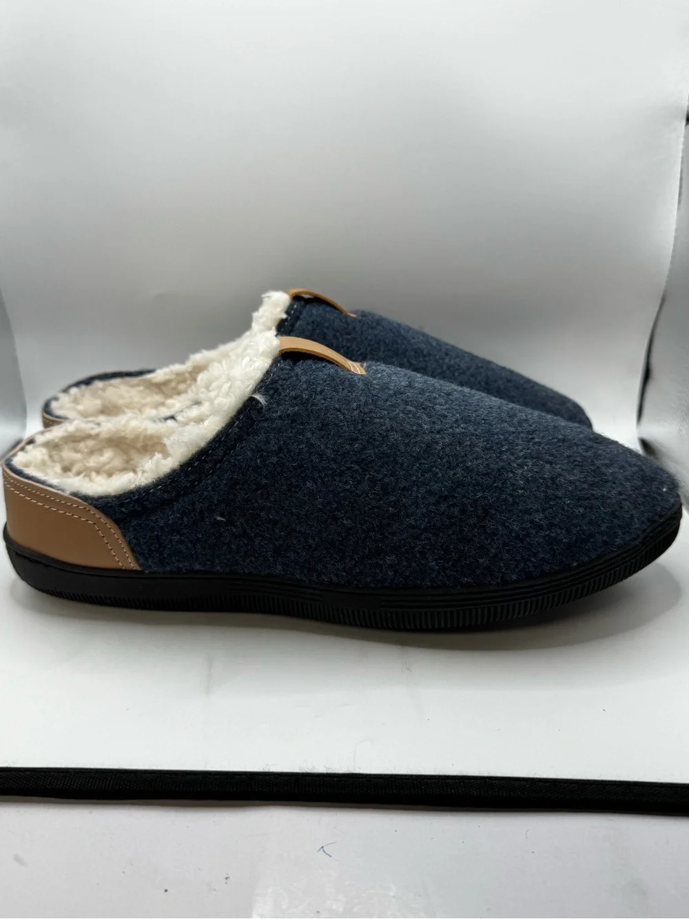 Nautica Men’s Dark Gray Slip-On Fleece Lined Slipper